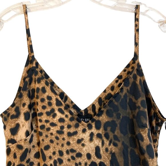 NASTY GAL COLLECTION Feline This Leopard Print Mini Slip Dress NEW - Picture 6 of 10